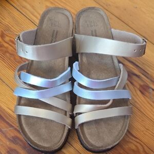 Time and Tru Women's Gold and Silver Strappy Sandals